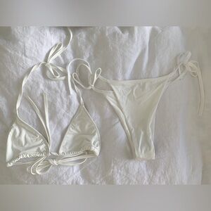 437 Swim White Sanders Bikini Top and Bottom Size Small